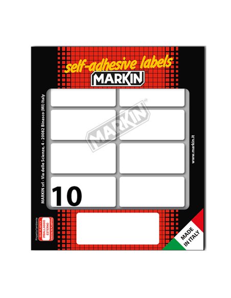 Etichetta adesiva bianca 56x26mm (10fogli x 10etichette) Markin 10040