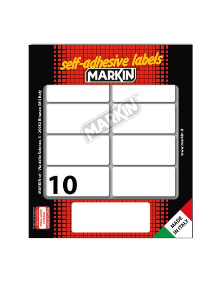 Etichetta adesiva bianca 58x27mm (10fogli x 10etichette) Markin X10043 MARKIN ETICHETTE IN FOGLIETTI