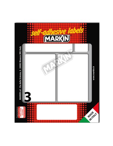 Etichetta adesiva bianca 83x53mm (10fogli x 3etichette) Markin X10049 MARKIN ETICHETTE IN FOGLIETTI