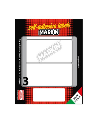 Etichetta adesiva bianca 100x46mm (10fogli x 3etichette) Markin 10051 MARKIN ETICHETTE IN FOGLIETTI