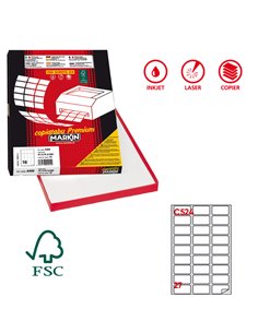 Etichetta adesiva C/524 bianca 100fg A4 56x28mm c/angoli arrot. (27et/fg) Markin X210C524 MARKIN ETICHETTE CARTA COPY-LASER-I...