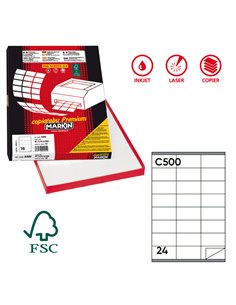 Etichetta adesiva C/500 bianca 100fg A4 70x36mm (24et/fg) Markin X210C500