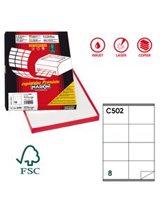 Etichetta adesiva C/502 bianca 100fg A4 105x72mm (8et/fg) Markin X210C502 MARKIN ETICHETTE CARTA COPY-LASER-INKJET