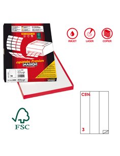 Etichetta adesiva C/514 bianca 100fg A4 70x297mm (3et/fg) Markin X210C514