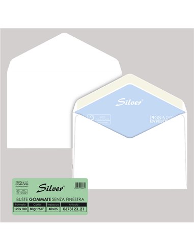 25 buste SILVER MATIC FSC® gommata bianca s/finestra 120x180mm 80gr Pigna Envelo 067312321 Pigna Envelopes BUSTE COMMERCIALI