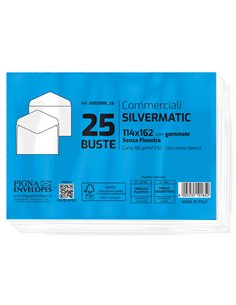 25 buste SILVER MATIC FSC® gommata bianca s/finestra 114x162mm 80gr Pigna Envelo 0592998C6 Pigna Envelopes BUSTE COMMERCIALI 2