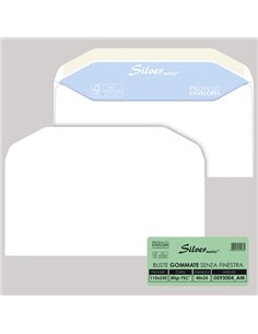 25 buste SILVER MATIC FSC® gommata bianca s/finestra 110x230mm 80gr Pigna Envelo 0593004AM Pigna Envelopes BUSTE COMMERCIALI