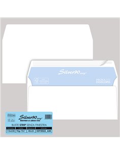 25 buste SILVER90 STRIP FSC®bianca internografata s/finestra110x230mm90gr Pigna 0593022AM
