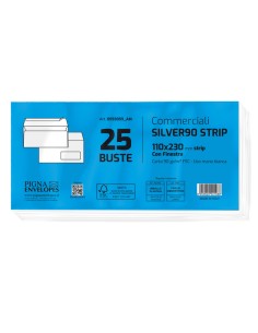 25 buste SILVER90 STRIP FSC® bianca internografata c/finestra110x230mm90gr Pigna 0593059AM Pigna Envelopes BUSTE COMMERCIALI 2