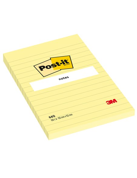 BLOCCO 100fg Post-it® Giallo Canary™ 102x152mm GIALLO A RIGHE 660 7100172753