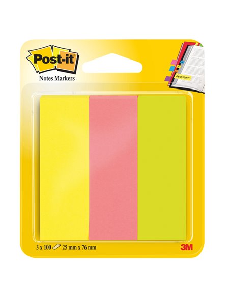 SEGNAPAGINA Post-it® 671-3 (300FG) 3COLORI INDEX 25X76MM IN CARTA 7100172769