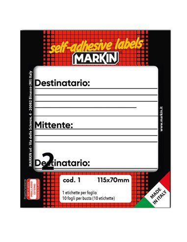 Etichetta adesiva bianca 115x70mm MITT-DEST (10fg x 2etichette) Markin X10001