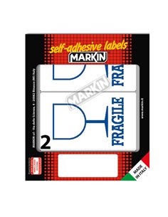 Etichetta adesiva bianca 115x70mm FRAGILE (10fg x 2etichette) Markin 10060