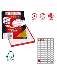 Etichetta adesiva A/400 bianca 100fg A4 38,1x21,2mm (65eti/fg) Markin X210A400 MARKIN ETICHETTE CARTA COPY-LASER-INKJET