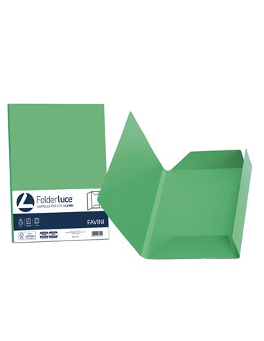 25 cartelline 3 lembi LUCE 200gr 24,5x34,5cm verde FAVINI A50D434 FAVINI CARTELLINE A TRE LEMBI