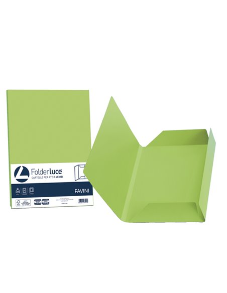 25 cartelline 3 lembi LUCE 200gr 24,5x34,5cm pistacchio FAVINI A50M434 FAVINI CARTELLINE A TRE LEMBI