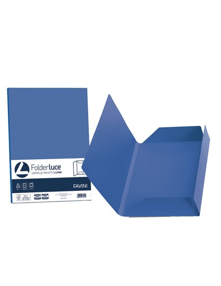 25 cartelline 3 lembi LUCE 200gr 24,5x34,5cm blu prussia FAVINI A50K434