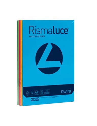 Carta RISMALUCE 90gr A4 300fg mix 8 colori FAVINI A66X314 FAVINI COLORATA
