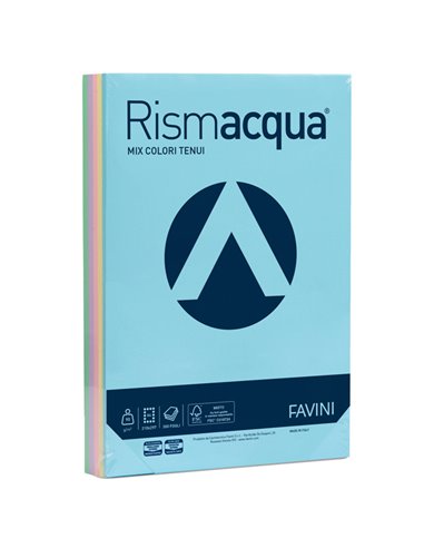 Carta RISMACQUA 90gr A4 300fg mix 5 colori FAVINI A66X324 FAVINI COLORATA