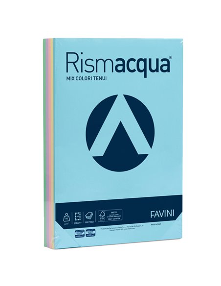 Carta RISMACQUA 90gr A4 300fg mix 5 colori FAVINI A66X324 FAVINI COLORATA