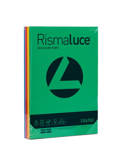 Carta RISMALUCE 140gr A4 200fg mix 6 colori FAVINI A65X214 FAVINI COLORATA
