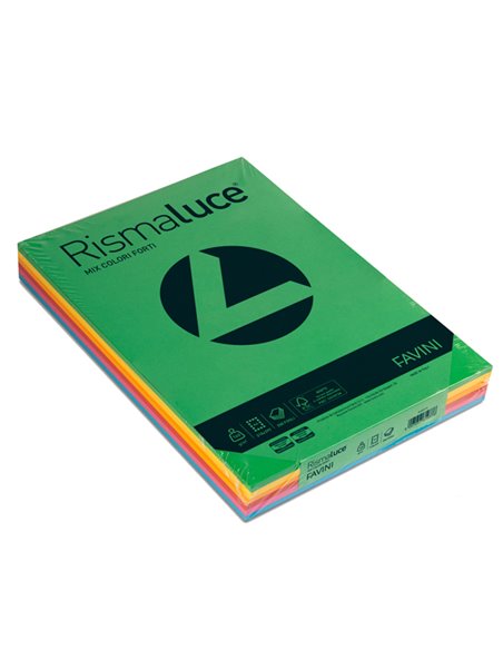 Carta RISMALUCE 140gr A3 200fg mix 6 colori FAVINI A65X213 FAVINI COLORATA