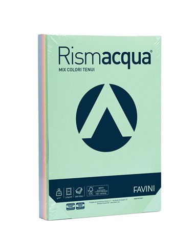 Carta RISMACQUA 140gr A4 200fg mix 5 colori FAVINI A65X224 FAVINI COLORATA