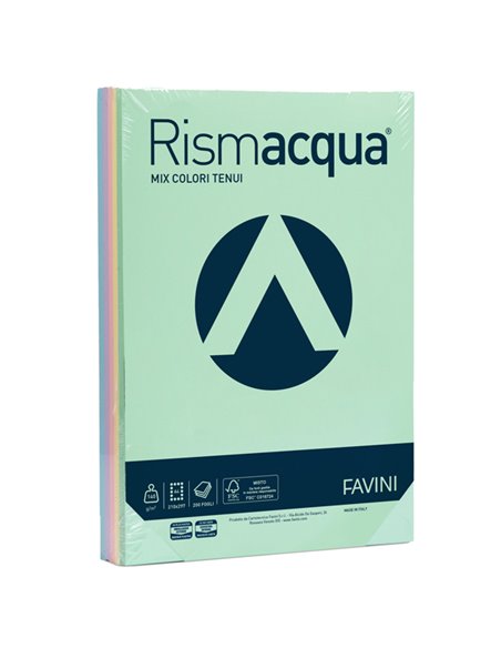 Carta RISMACQUA 140gr A4 200fg mix 5 colori FAVINI A65X224 FAVINI COLORATA