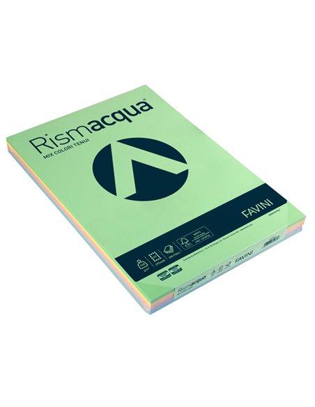 Carta RISMACQUA 140gr A3 200fg mix 5 colori FAVINI A65X223 FAVINI COLORATA