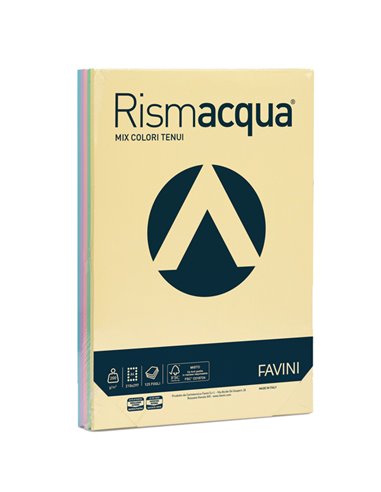 Carta RISMACQUA 200gr A4 125fg mix 5 colori FAVINI A67X124 FAVINI COLORATA