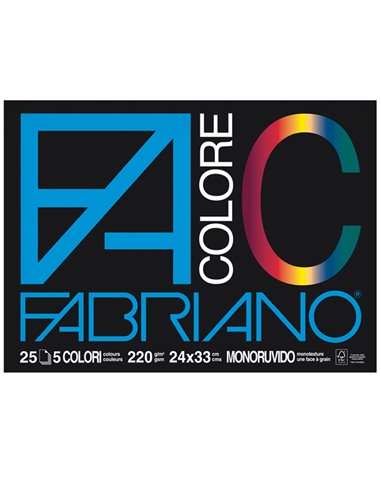 BLOCCO FACOLORE (24X33CM) 25FG 220GR 5 COLORI FABRIANO 65251524