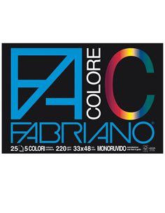BLOCCO FACOLORE (33X48CM) 25FG 220GR 5 COLORI FABRIANO 65251533