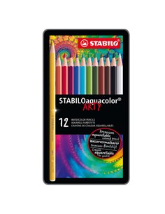 Astuccio metallo 12 pastelli Stabilo AQUACOLOR 1612 1612-5 STABILO PASTELLI COLORATI