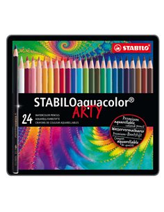 Astuccio metallo 24 pastelli Stabilo AQUACOLOR 1624 1624-5 STABILO PASTELLI COLORATI