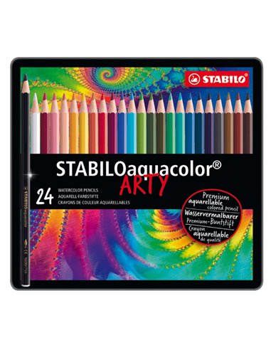 Astuccio metallo 24 pastelli Stabilo AQUACOLOR 1624 1624-5 STABILO PASTELLI COLORATI