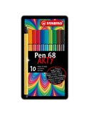 SCATOLA METALLO 10 PENNARELLI PEN 6810 STABILO 6810-6