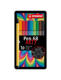 SCATOLA METALLO 10 PENNARELLI PEN 6810 STABILO 6810-6 STABILO PUNTA FELTRO