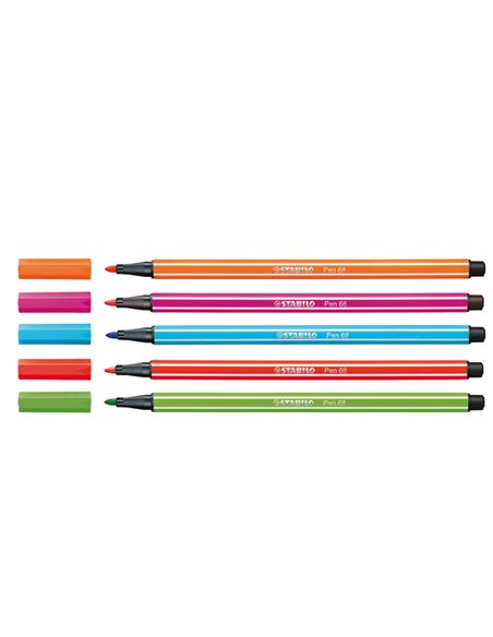SCATOLA METALLO 30 PENNARELLI STABILO PEN 6830 6830-6 STABILO PUNTA FELTRO