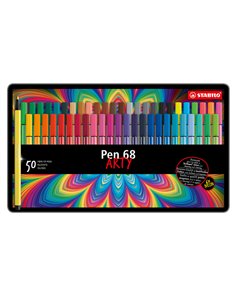 SCATOLA METALLO 50 PENNARELLI PEN 6850 STABILO 6850-6 STABILO PUNTA FELTRO