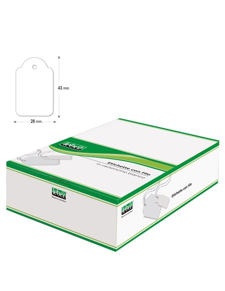 SCATOLA 500 ETICHETTE CON FILO A391 28X43MM A391 LEBEZ ETICHETTE IDENTIFICATIVE-CON FILO