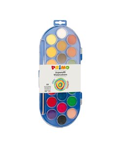 PASTIGLIE ACQUERELLO IN 22 COLORI ø 30mm PRIMO 114A22SG PRIMO ACQUERELLI-COLORI A DITA