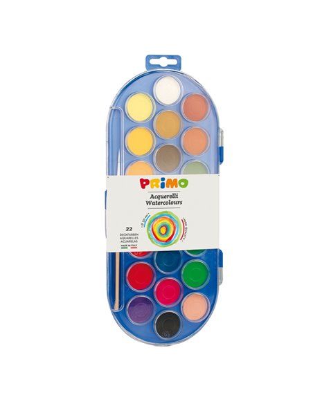 PASTIGLIE ACQUERELLO IN 22 COLORI ø 30mm PRIMO 114A22SG PRIMO ACQUERELLI-COLORI A DITA