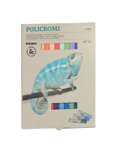 ASTUCCIO 24 GESSI POLICROMI QUADRATI 13x13x80mm 021GC24I PRIMO GESSETTI-CARBONCINO