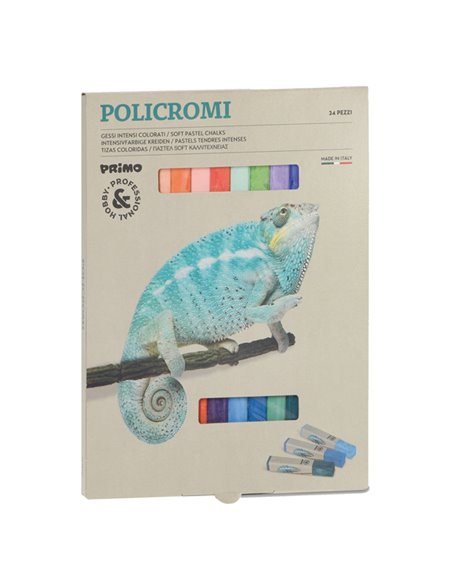 ASTUCCIO 24 GESSI POLICROMI QUADRATI 13x13x80mm 021GC24I PRIMO GESSETTI-CARBONCINO