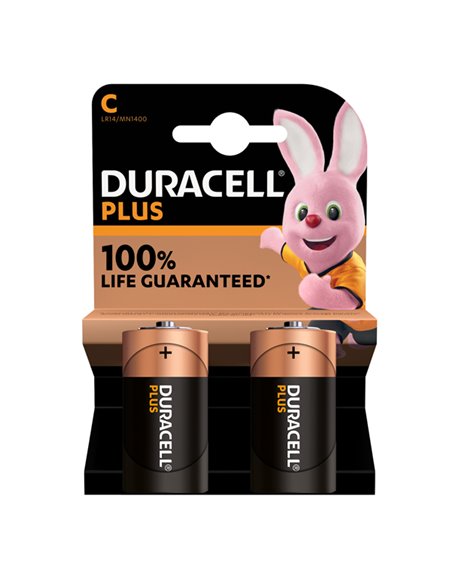 Blister 2 pile MN1400 Duracell PLUS 100 - MEZZA TORCIA C DU0301 DURACELL PILE