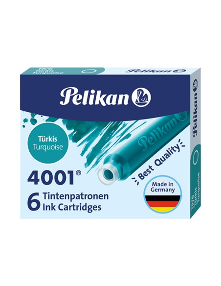 SCATOLA 6 CARTUCCE INCHIOSTRO TP/6 TURCHESE PELIKAN 4001 400142569 PELIKAN INCHIOSTRO-CARTUCCE-CANCELLATORI