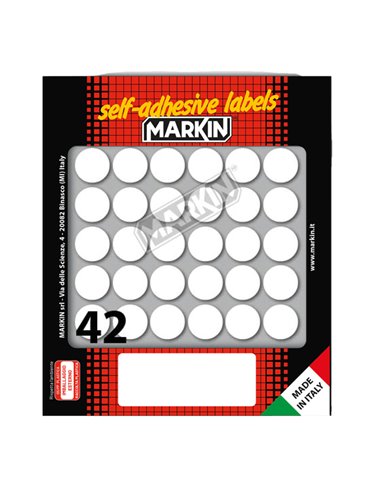 Etichetta adesiva bianca tonda Ø18mm (10fogli x 42etichette) Markin 10006