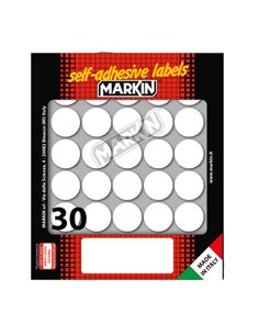 Etichetta adesiva bianca tonda Ø22mm (10fogli x 30etichette) Markin X10007 MARKIN ETICHETTE IN FOGLIETTI