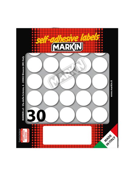 Etichetta adesiva bianca tonda Ø22mm (10fogli x 30etichette) Markin X10007 MARKIN ETICHETTE IN FOGLIETTI
