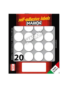 Etichetta adesiva bianca tonda Ø27mm (10fogli x 20etichette) Markin 10008